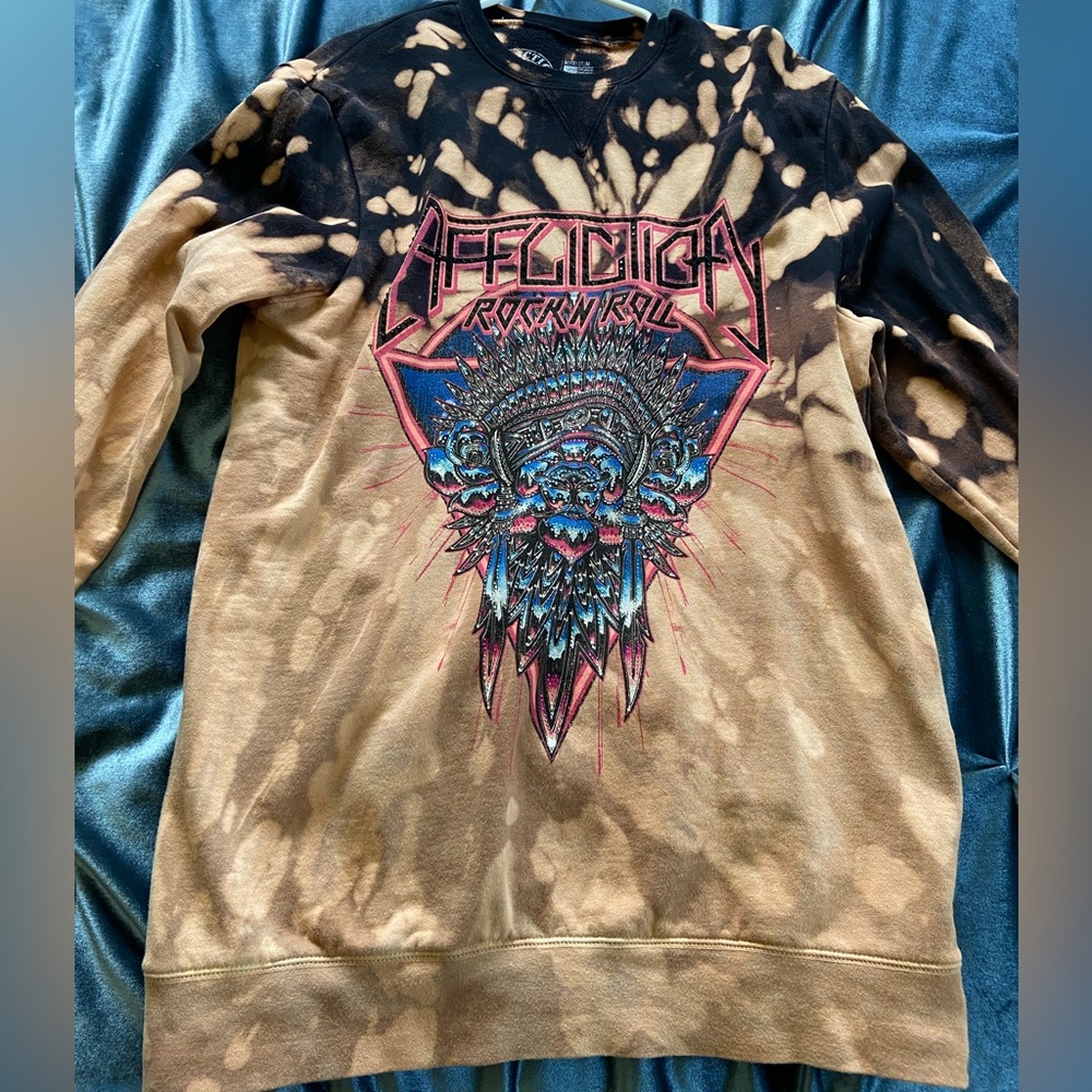 Affliction Tie-Dye Sweatshirt with Pink and Blue Graphic